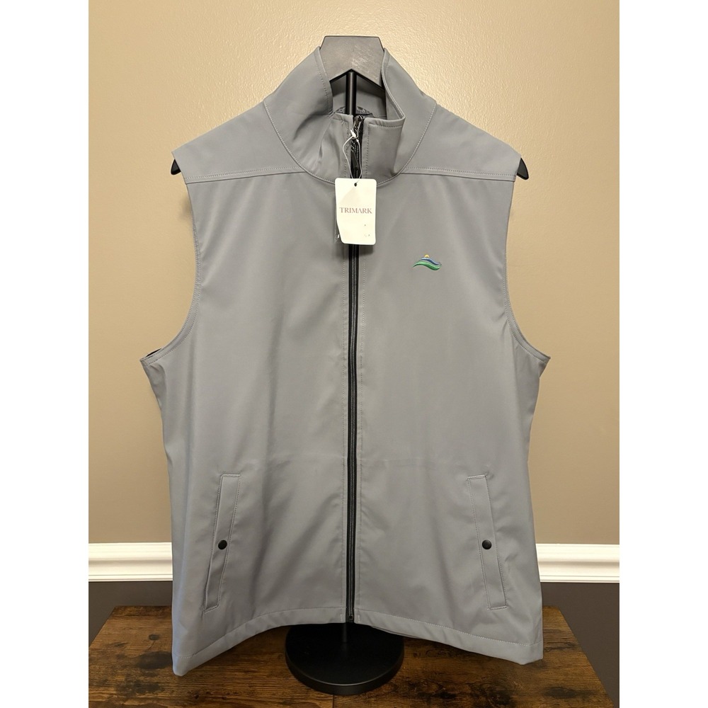 Trimark Mens Softshell Full Zip Vest Gray John Michael Pierce Foundation Size L